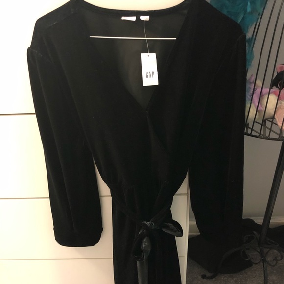 GAP Velour Velvet Black Maternity Dress XL - Picture 4 of 5
